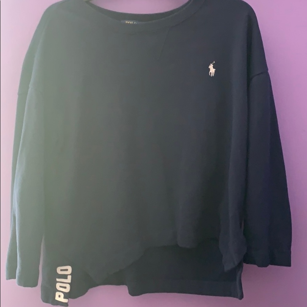 High low polo sweatshirt